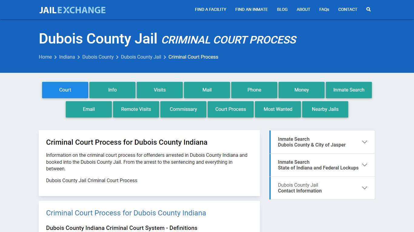 Dubois County Jail Criminal Court Process - Jail Exchange
