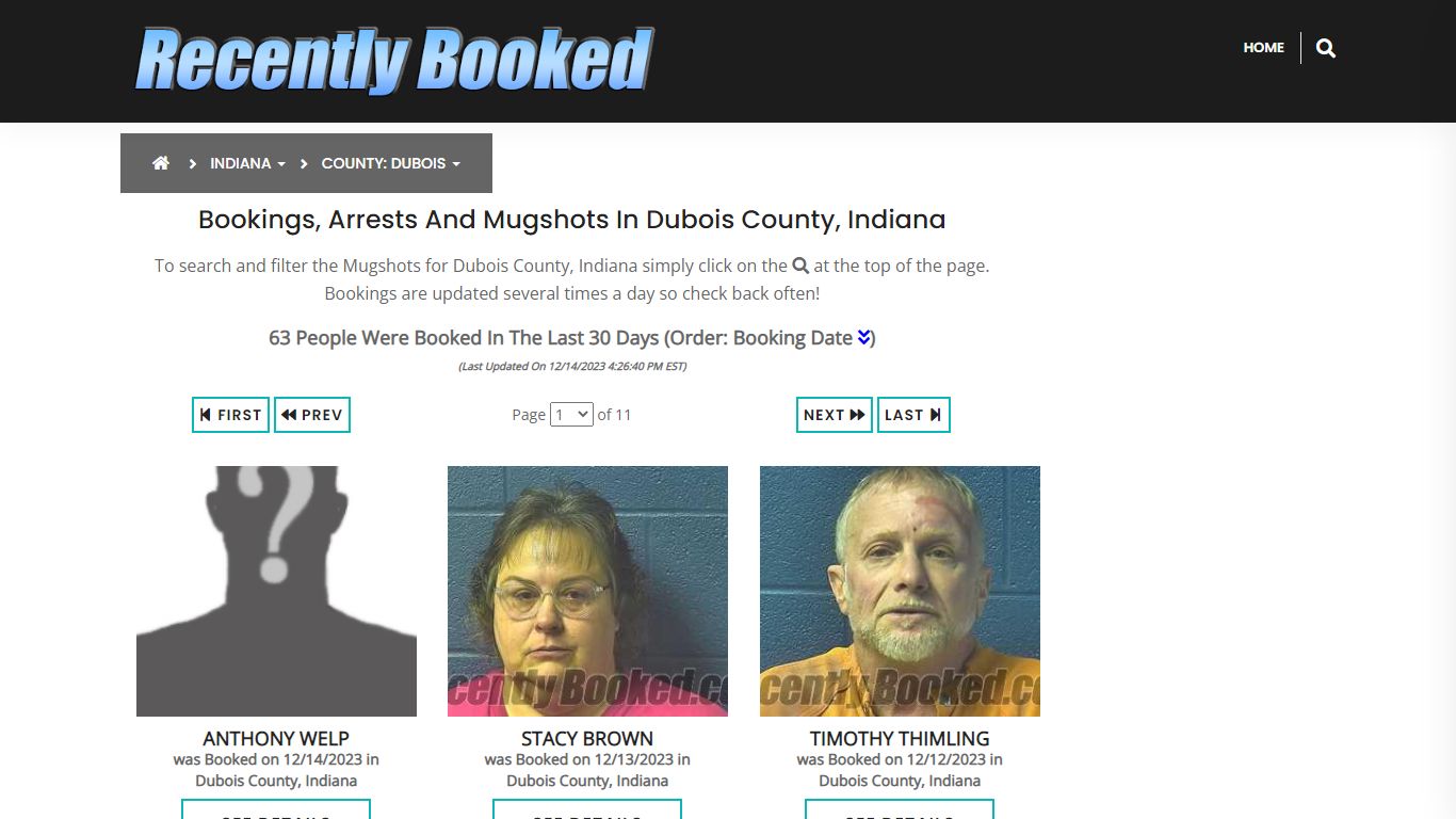 Recent bookings, Arrests, Mugshots in Dubois County, Indiana
